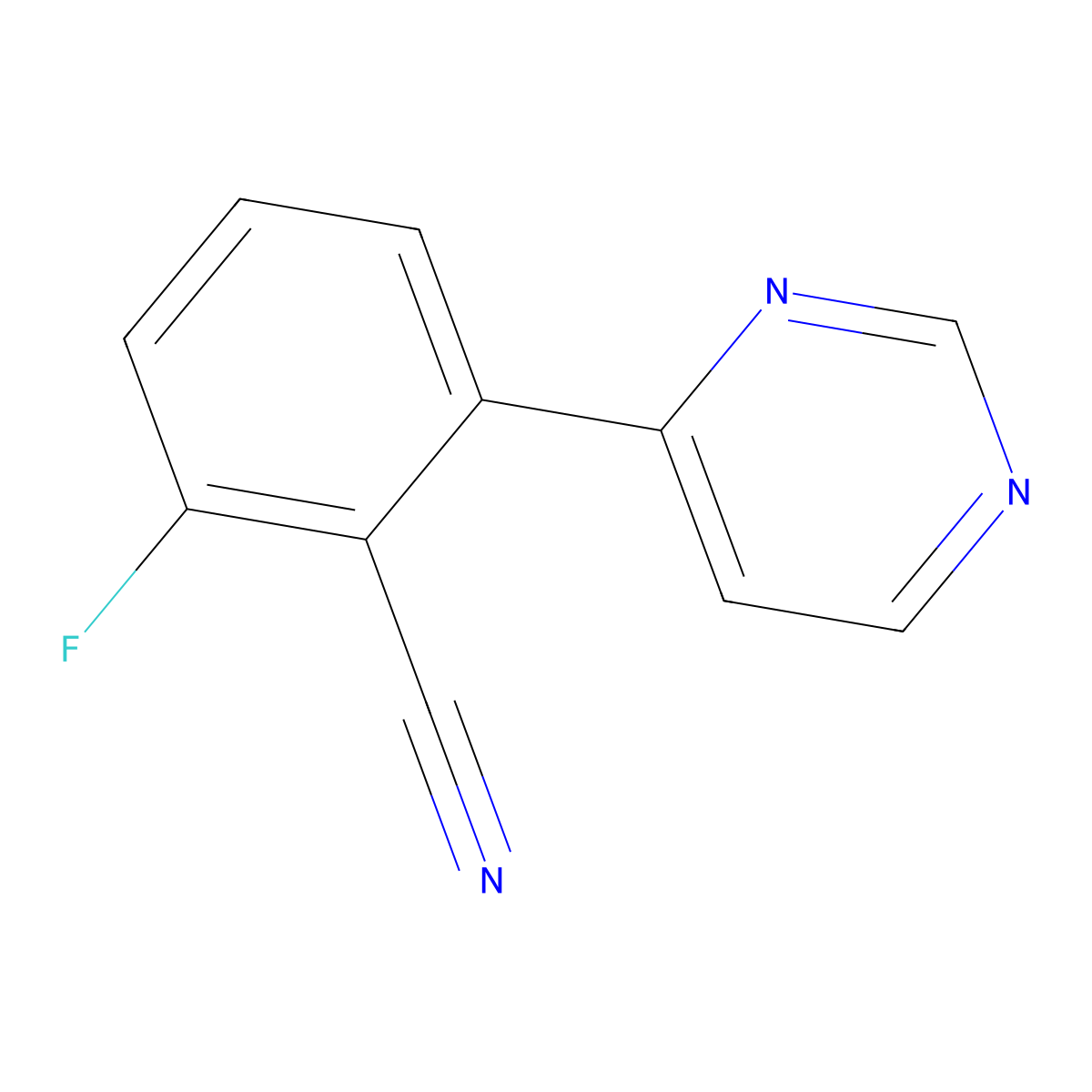 2-Fluoro-6-(pyrimidin-4-yl)benzonitrile molecular structure, CAS 1378005-02-7