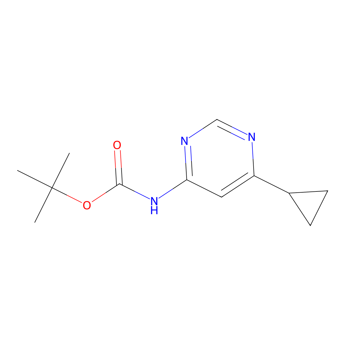 Tert-butyl (6-cyclopropylpyrimidin-4-yl)carbamate molecular structure, CAS 1378040-20-0