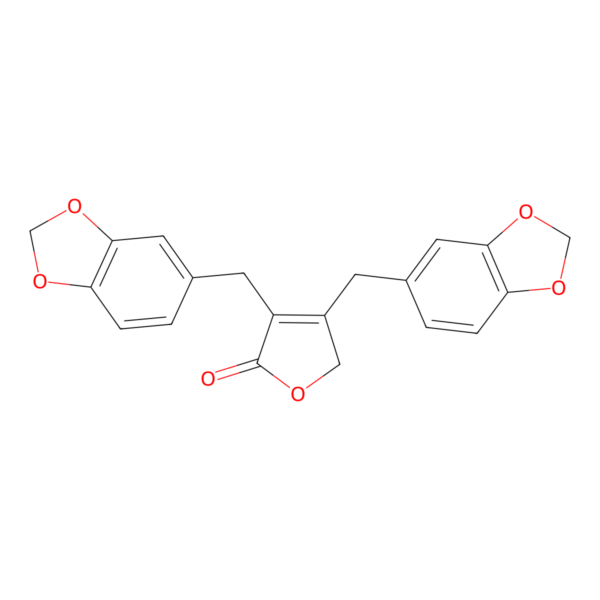 2(5H)-Furanone, 3,4-bis(1,3-benzodioxol-5-ylmethyl)- molecular structure, CAS 137809-97-3