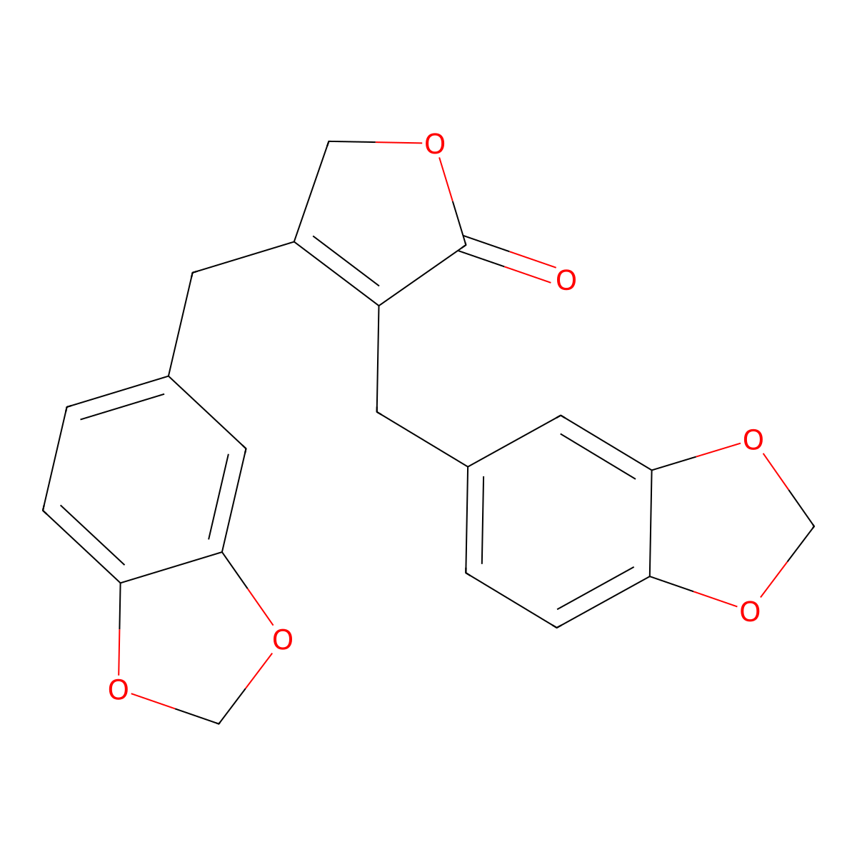2(5H)-Furanone, 3,4-bis(1,3-benzodioxol-5-ylmethyl)- molecular structure, CAS 137809-97-3