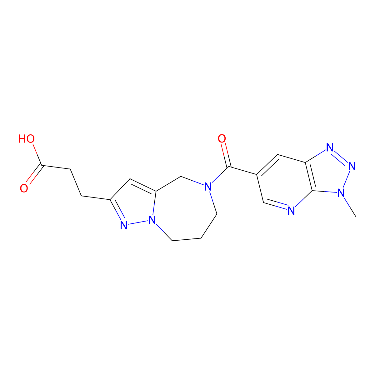 3-(5-(3-Methyl-3H-[1,2,3]triazolo[4,5-b]pyridine-6-carbonyl)-5,6,7,8-tetrahydro-4H-pyrazolo[1,5-a][1,4]diazepin-2-yl)propanoic acid molecular structure, CAS 1378112-04-9
