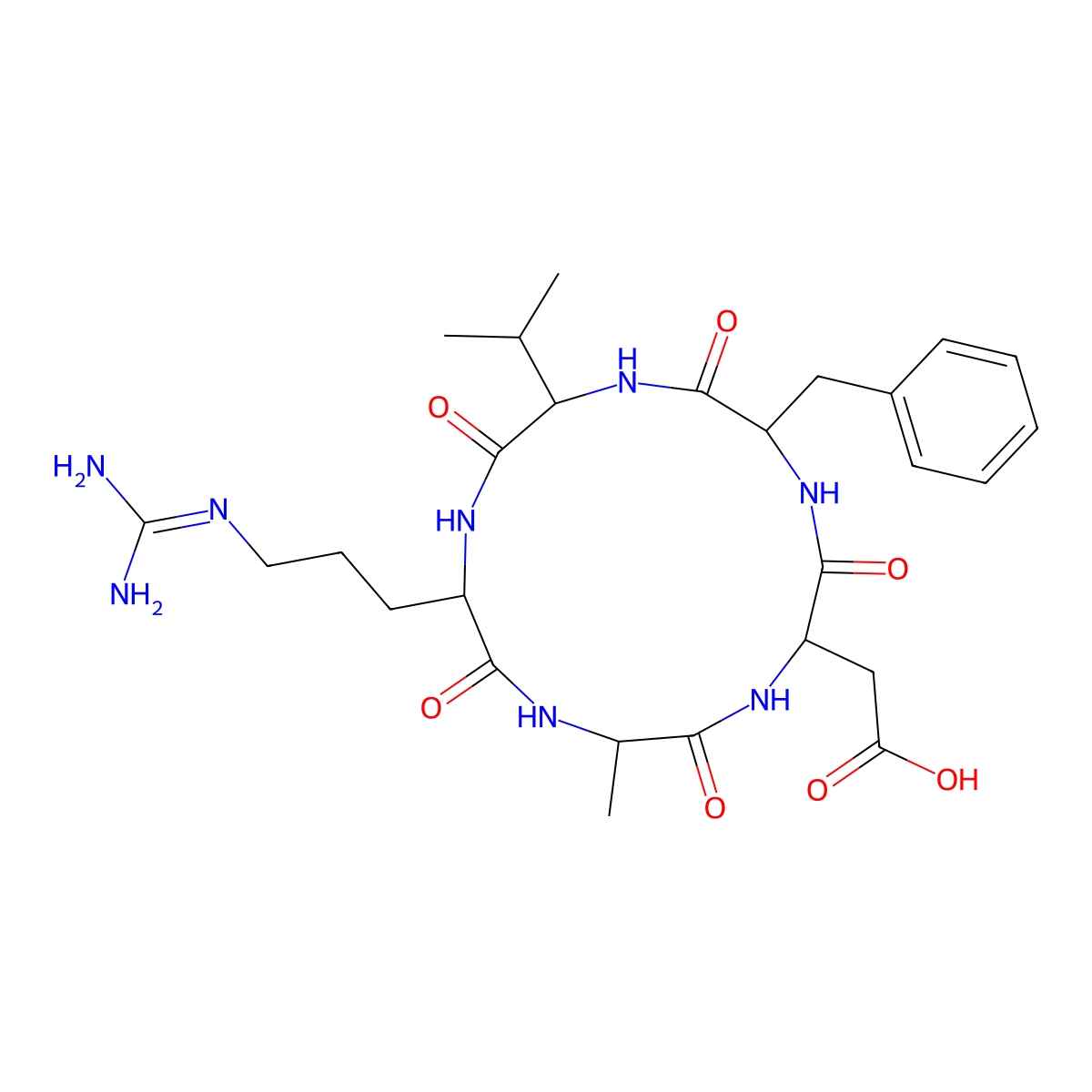 Cyclo(-Arg-Ala-Asp-D-Phe-Val) molecular structure, CAS 137813-36-6
