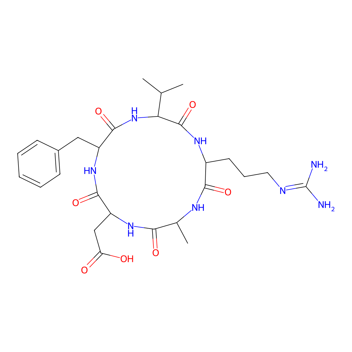 Cyclo(-Arg-Ala-Asp-D-Phe-Val) molecular structure, CAS 137813-36-6