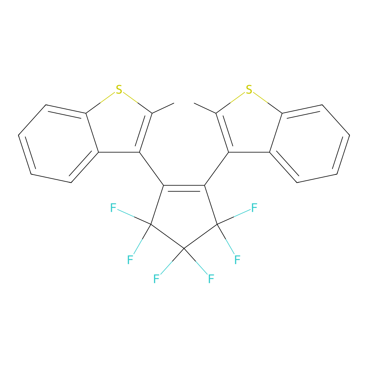 1,2-Bis(2-methylbenzo(b)thiophen-3-yl)-3,3,4,4,5,5-hexafluoro-1-cyclopentene molecular structure, CAS 137814-07-4