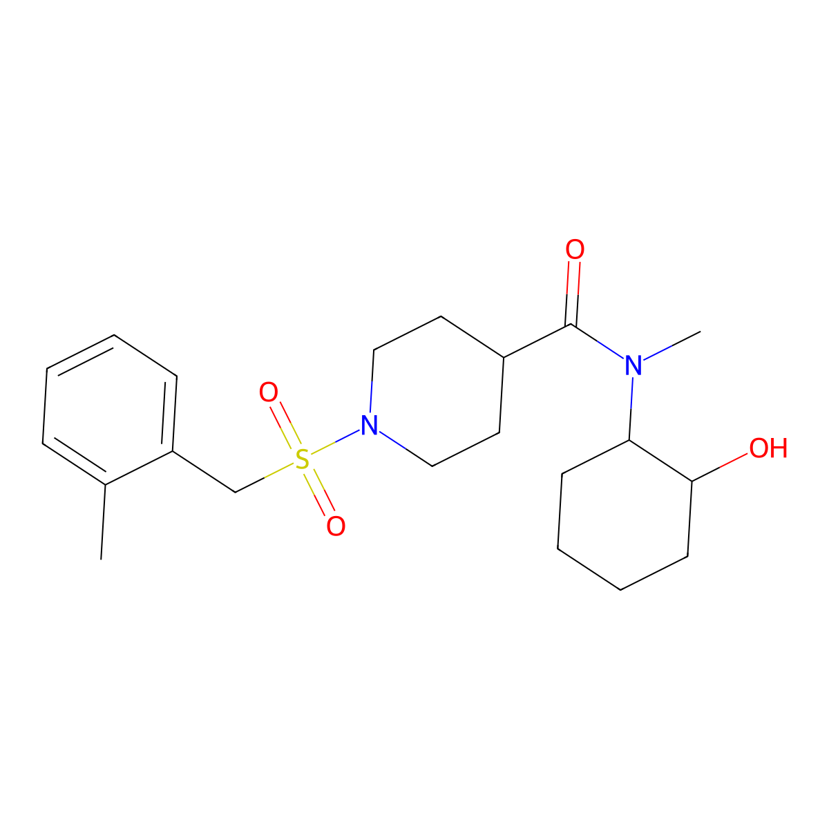 N-(2-hydroxycyclohexyl)-N-methyl-1-[(2-methylbenzyl)sulfonyl]piperidine-4-carboxamide molecular structure, CAS 1378180-91-6