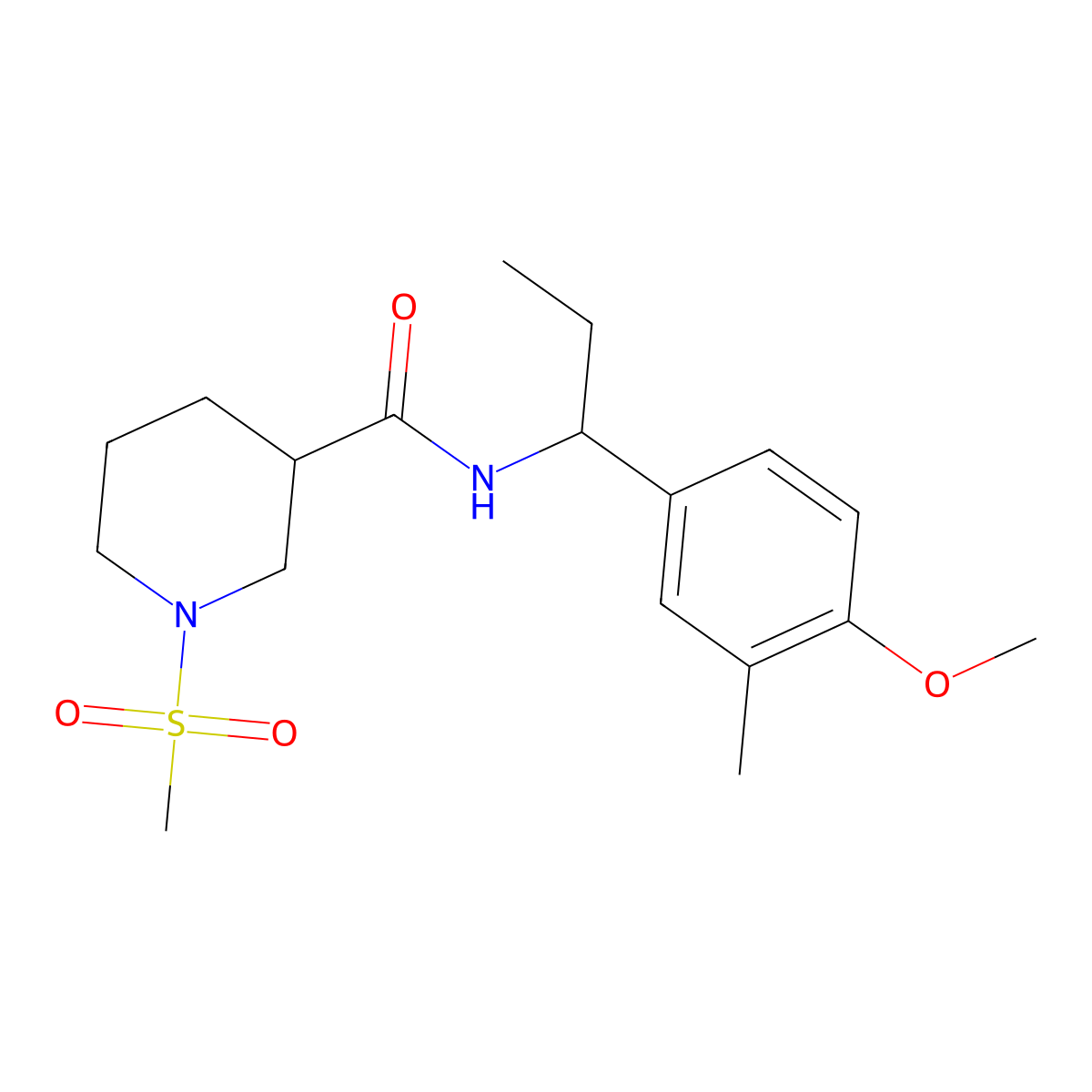 N-[1-(4-methoxy-3-methylphenyl)propyl]-1-(methylsulfonyl)piperidine-3-carboxamide molecular structure, CAS 1378228-11-5