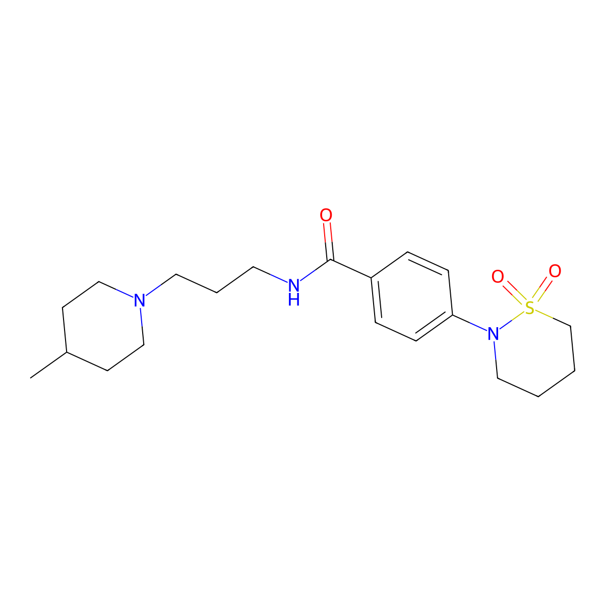 4-(1,1-dioxido-1,2-thiazinan-2-yl)-N-[3-(4-methylpiperidin-1-yl)propyl]benzamide molecular structure, CAS 1378228-60-4