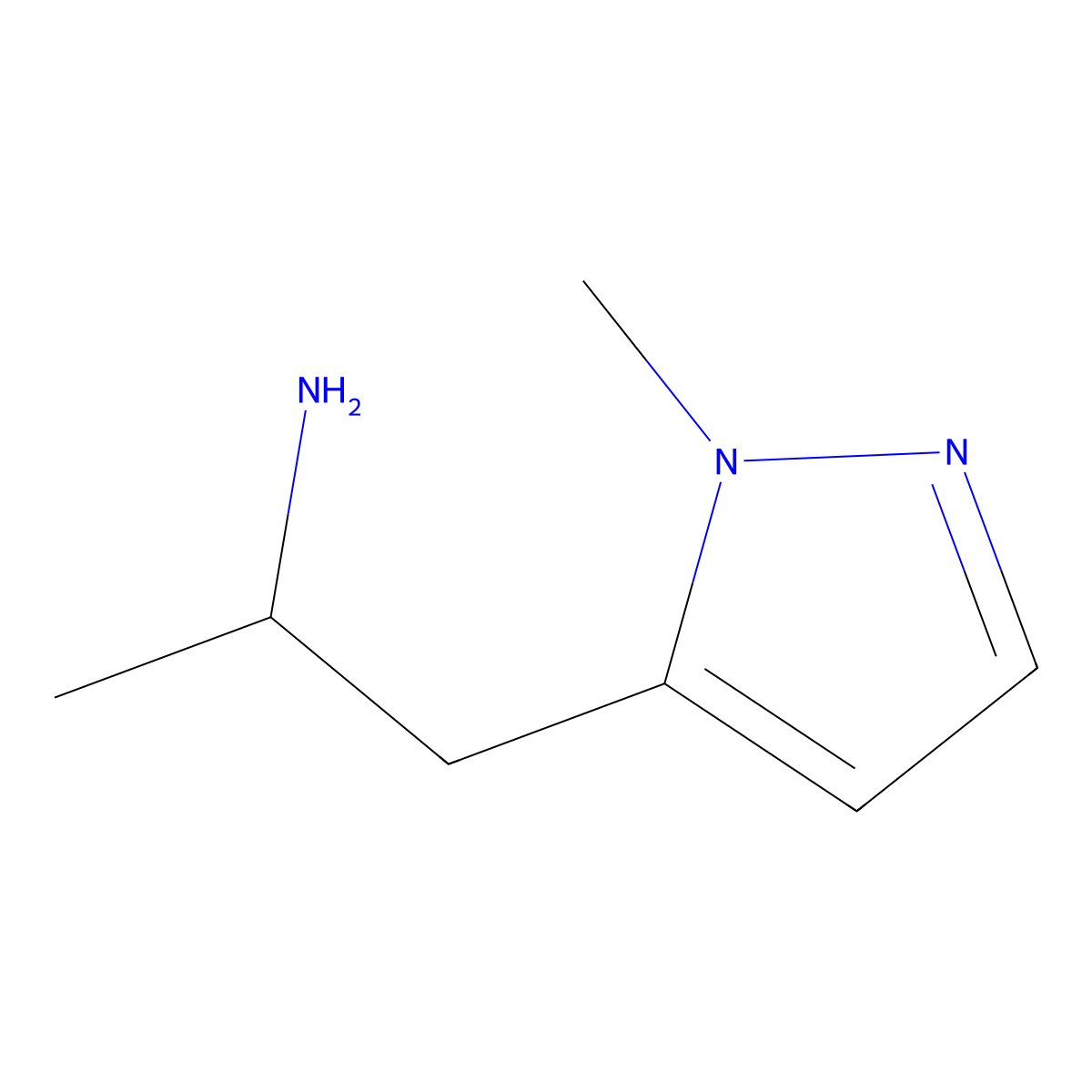 [1-methyl-2-(1-methyl-1H-pyrazol-5-yl)ethyl]amine molecular structure, CAS 1378239-50-9
