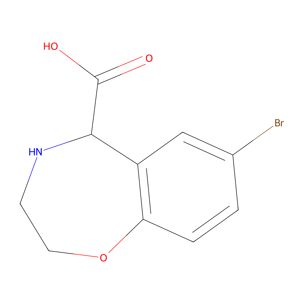 7-Bromo-2,3,4,5-tetrahydrobenzo[f][1,4]oxazepine-5-carboxylic acid molecular structure, CAS 1378254-82-0