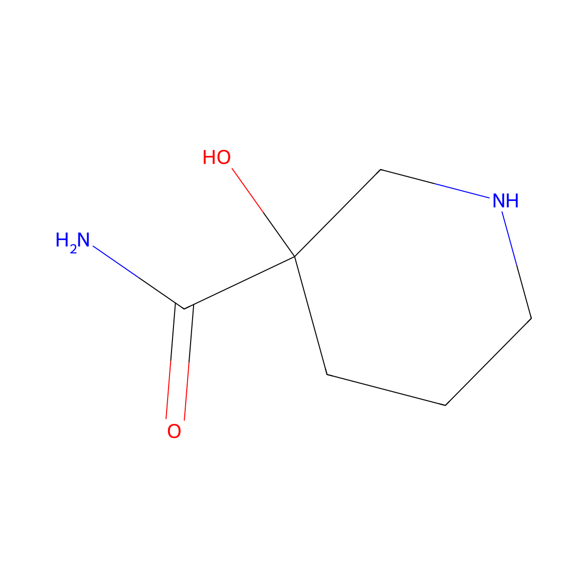 3-Hydroxypiperidine-3-carboxamide molecular structure, CAS 1378254-91-1