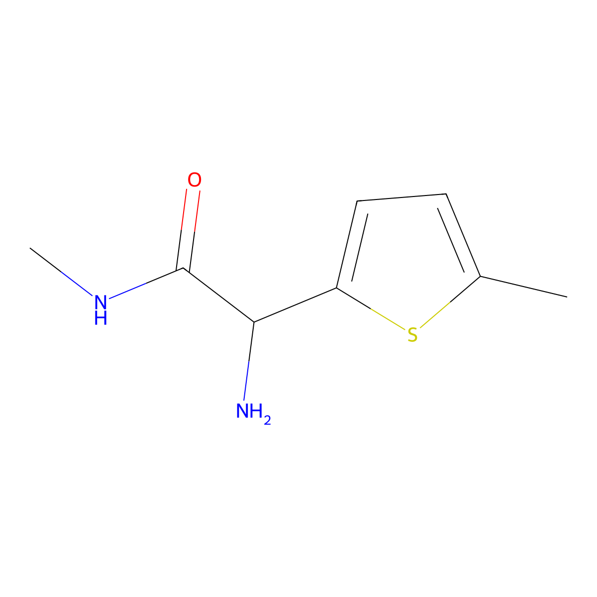 2-amino-N-methyl-2-(5-methylthiophen-2-yl)acetamide molecular structure, CAS 1378254-95-5