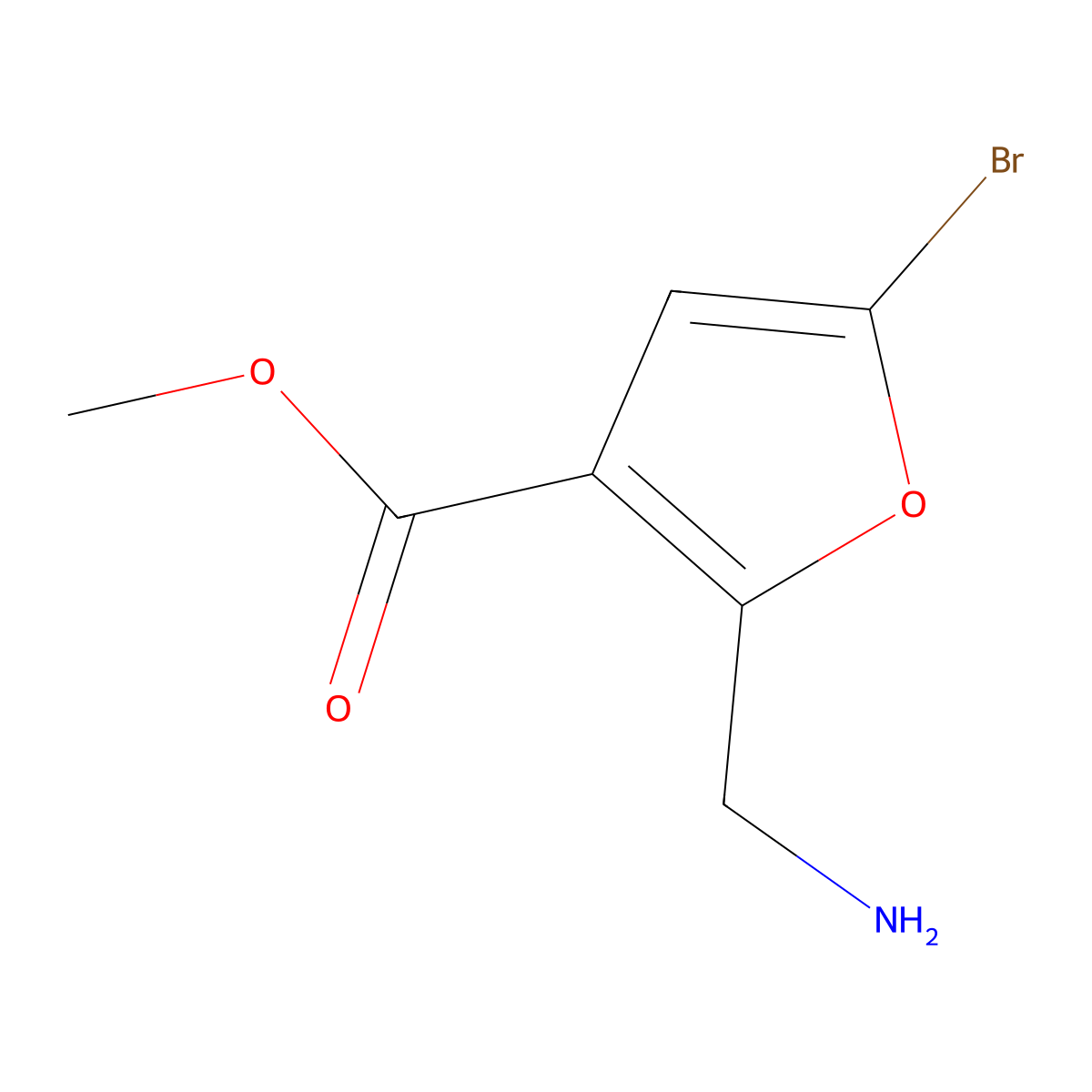 Methyl 2-(aminomethyl)-5-bromofuran-3-carboxylate molecular structure, CAS 1378255-44-7