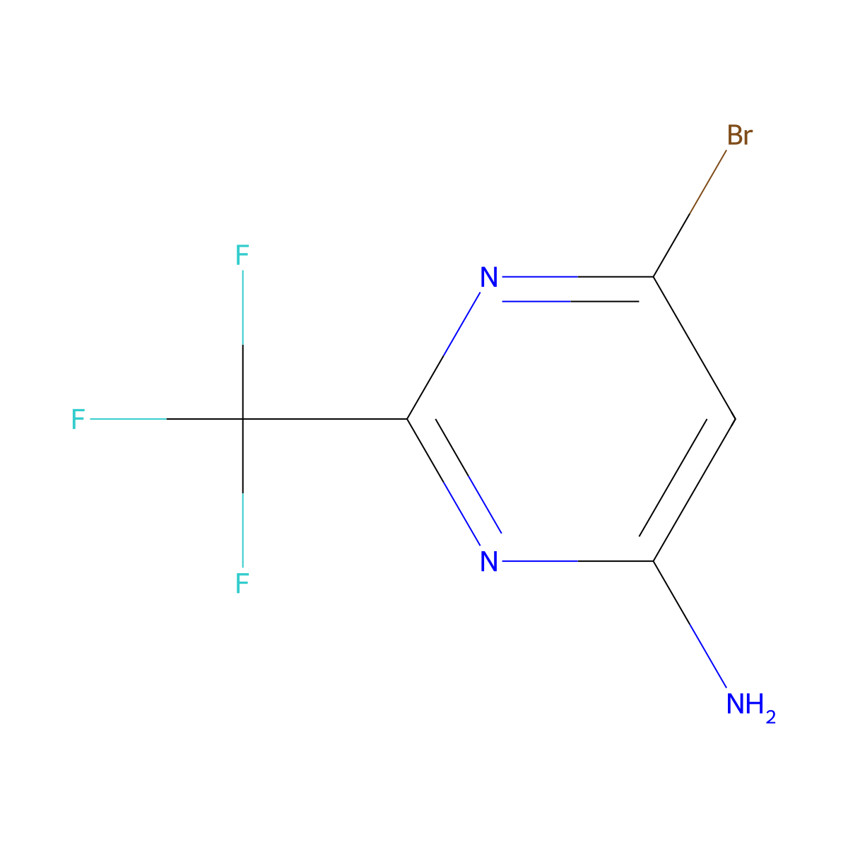 6-Bromo-2-(trifluoromethyl)pyrimidin-4-amine molecular structure, CAS 1378259-23-4