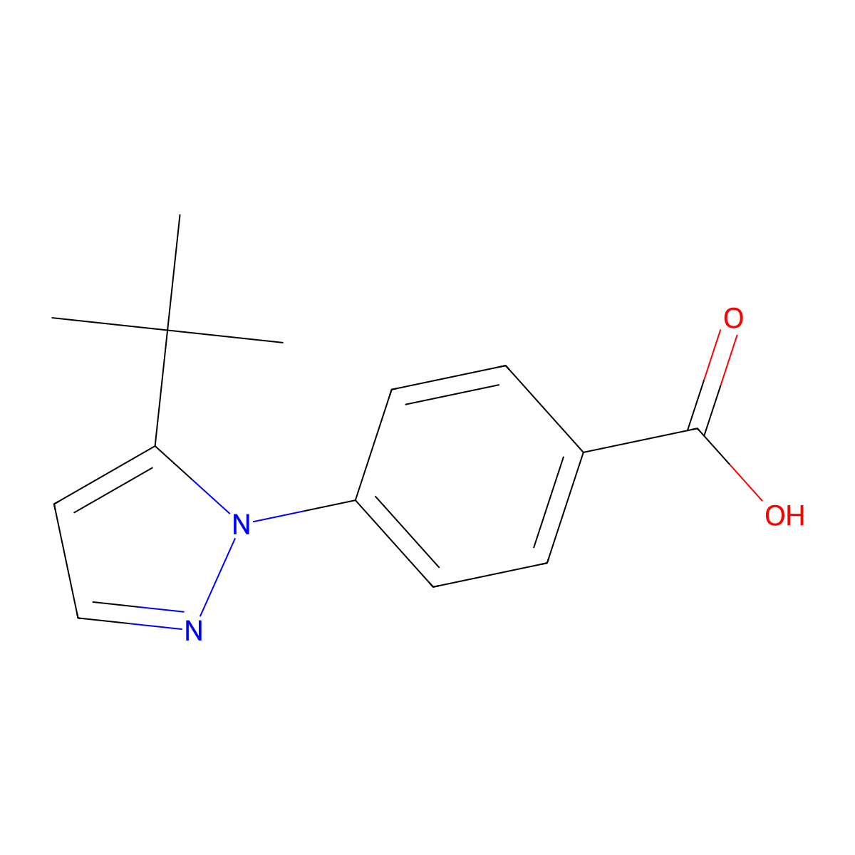 4-(5-(tert-Butyl)-1H-pyrazol-1-yl)benzoic acid molecular structure, CAS 1378259-41-6