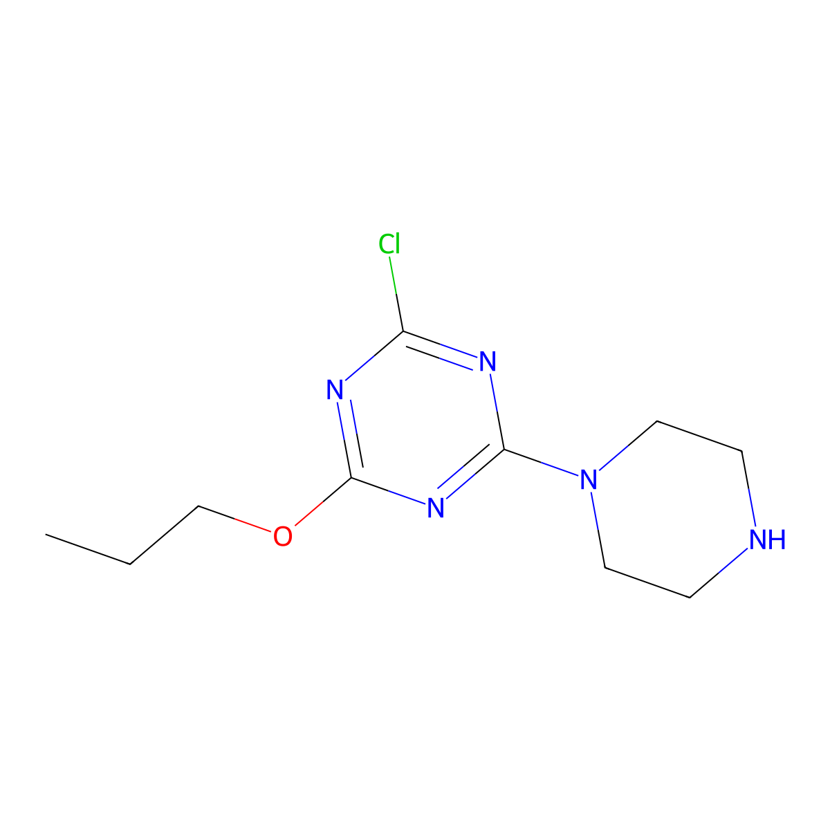 2-Chloro-4-(piperazin-1-yl)-6-propoxy-1,3,5-triazine molecular structure, CAS 1378259-46-1