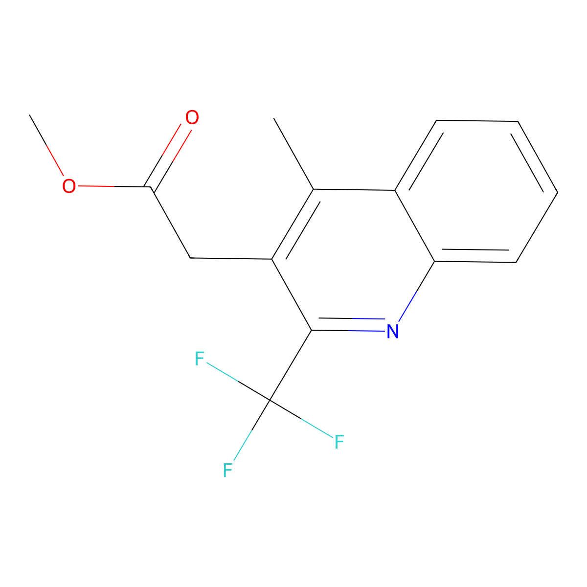 Methyl 2-(4-methyl-2-(trifluoromethyl)quinolin-3-yl)acetate molecular structure, CAS 1378259-76-7