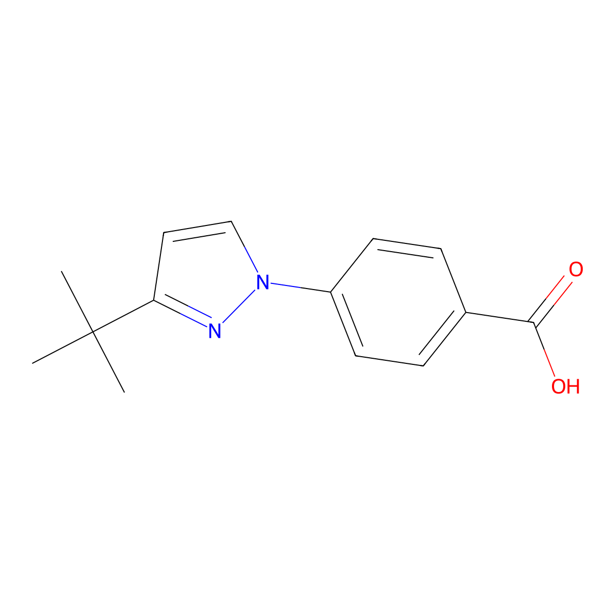 4-(3-(tert-Butyl)-1H-pyrazol-1-yl)benzoic acid molecular structure, CAS 1378259-77-8