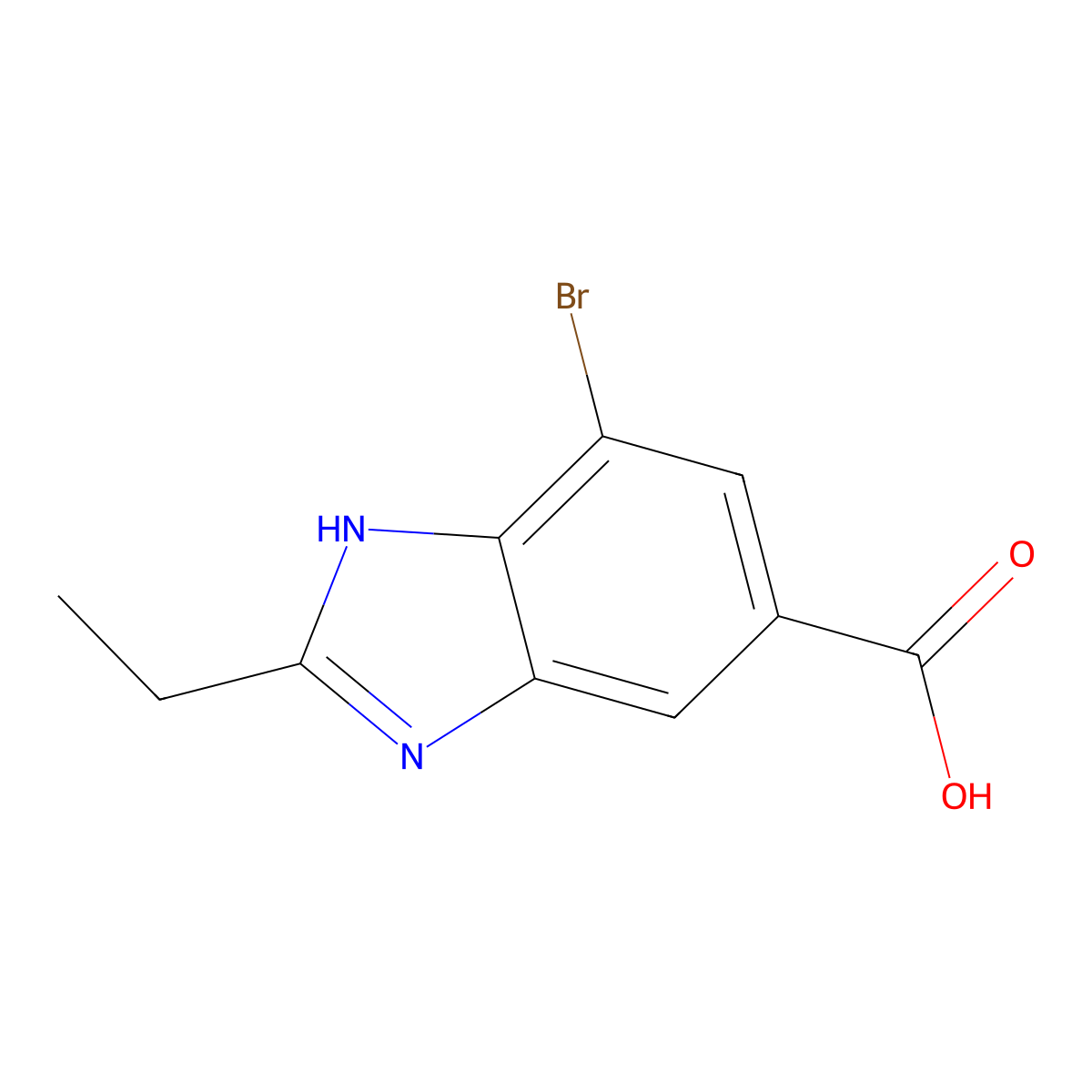 7-Bromo-2-ethyl-1H-benzo[d]imidazole-5-carboxylic acid molecular structure, CAS 1378260-23-1