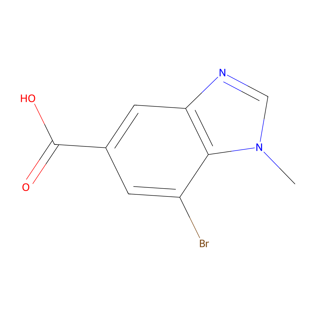 7-Bromo-1-methyl-1H-benzo[d]imidazole-5-carboxylic acid molecular structure, CAS 1378260-24-2
