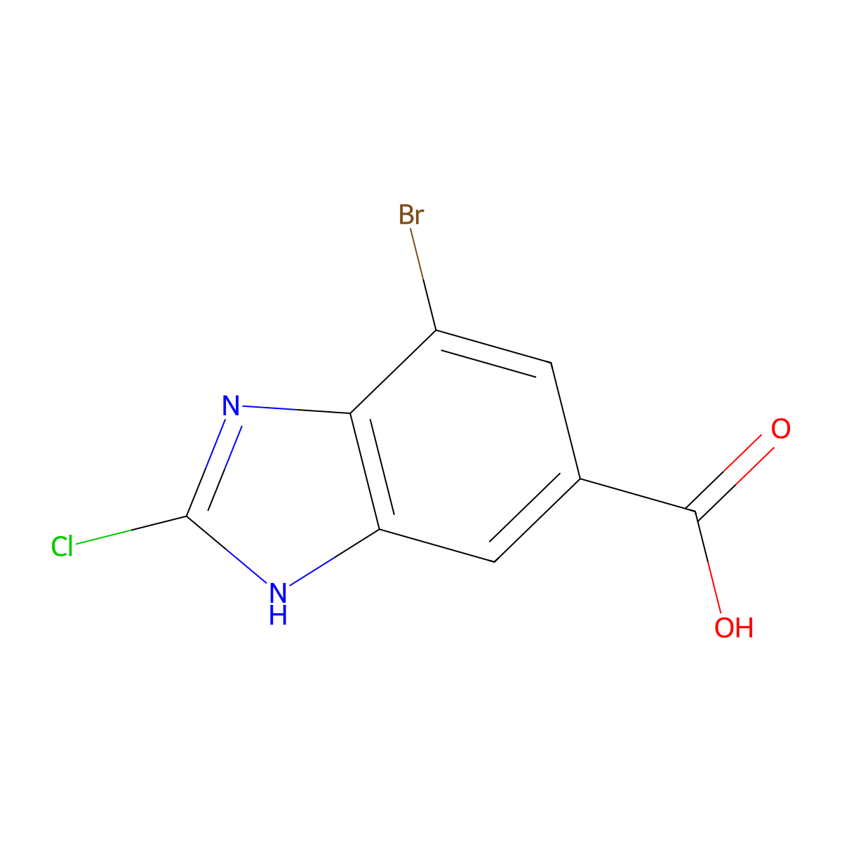 7-Bromo-2-chloro-1H-benzo[d]imidazole-5-carboxylic acid molecular structure, CAS 1378260-32-2
