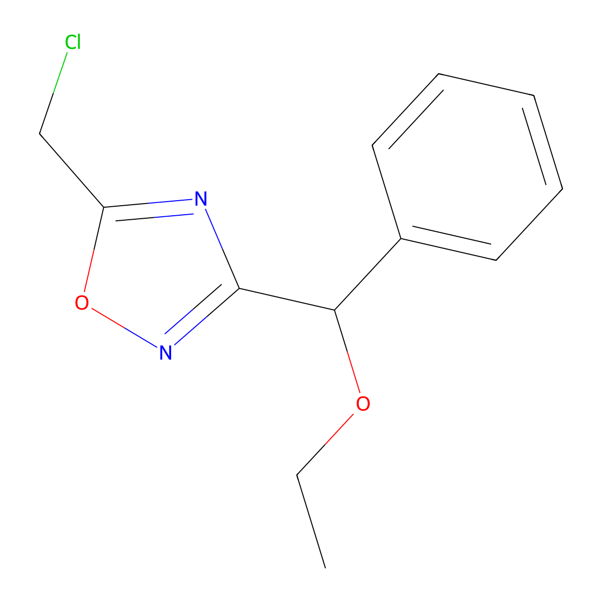 1,2,4-Oxadiazole, 5-(chloromethyl)-3-(ethoxyphenylmethyl)- molecular structure, CAS 1378260-47-9