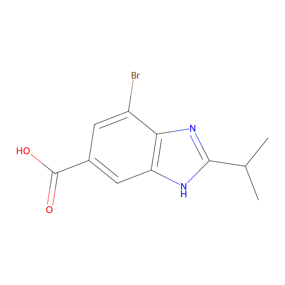 7-Bromo-2-isopropyl-1H-benzo[d]imidazole-5-carboxylic acid molecular structure, CAS 1378260-96-8