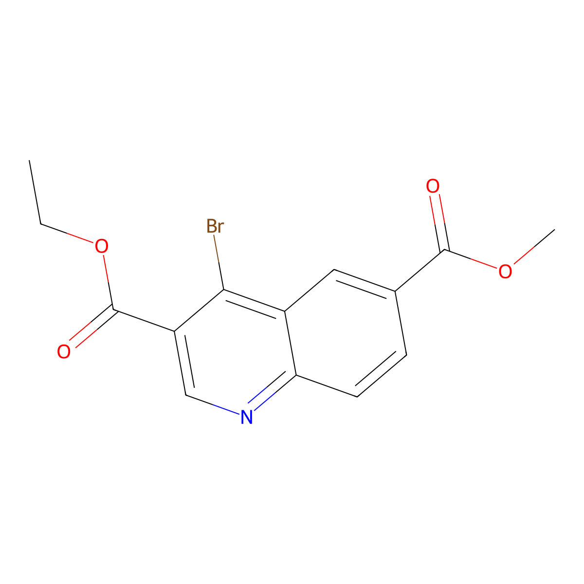 3-Ethyl 6-methyl 4-bromoquinoline-3,6-dicarboxylate molecular structure, CAS 1378260-99-1