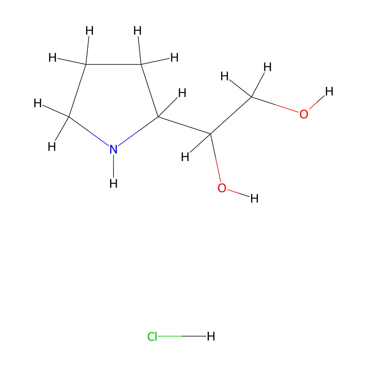 1-(Pyrrolidin-2-yl)ethane-1,2-diol hydrochloride molecular structure, CAS 1378264-06-2