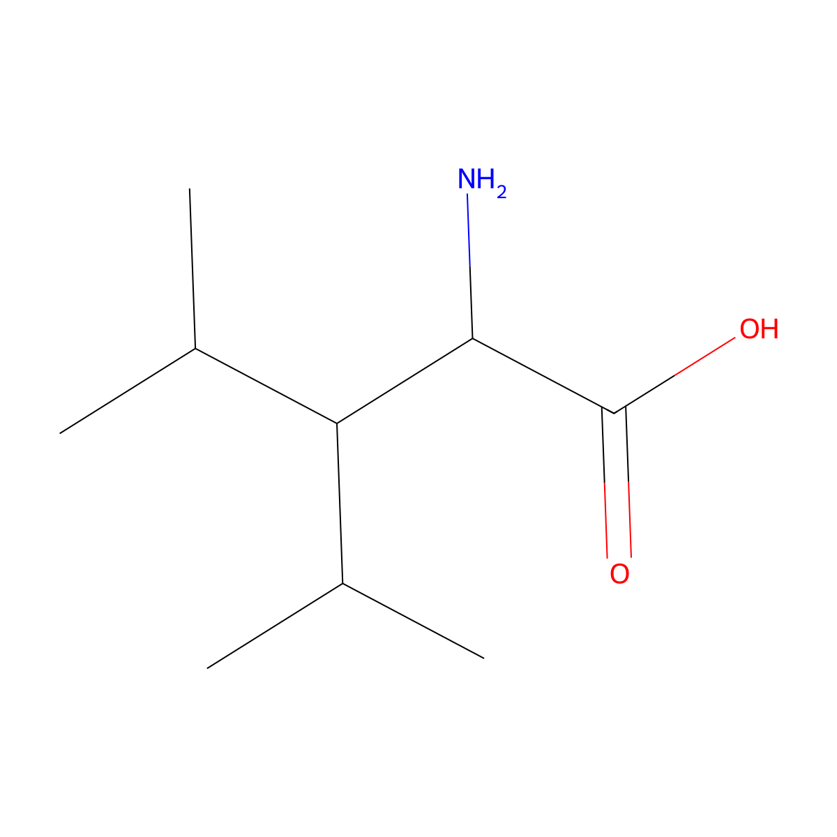 2-Amino-4-methyl-3-(propan-2-yl)pentanoic acid molecular structure, CAS 1378266-22-8