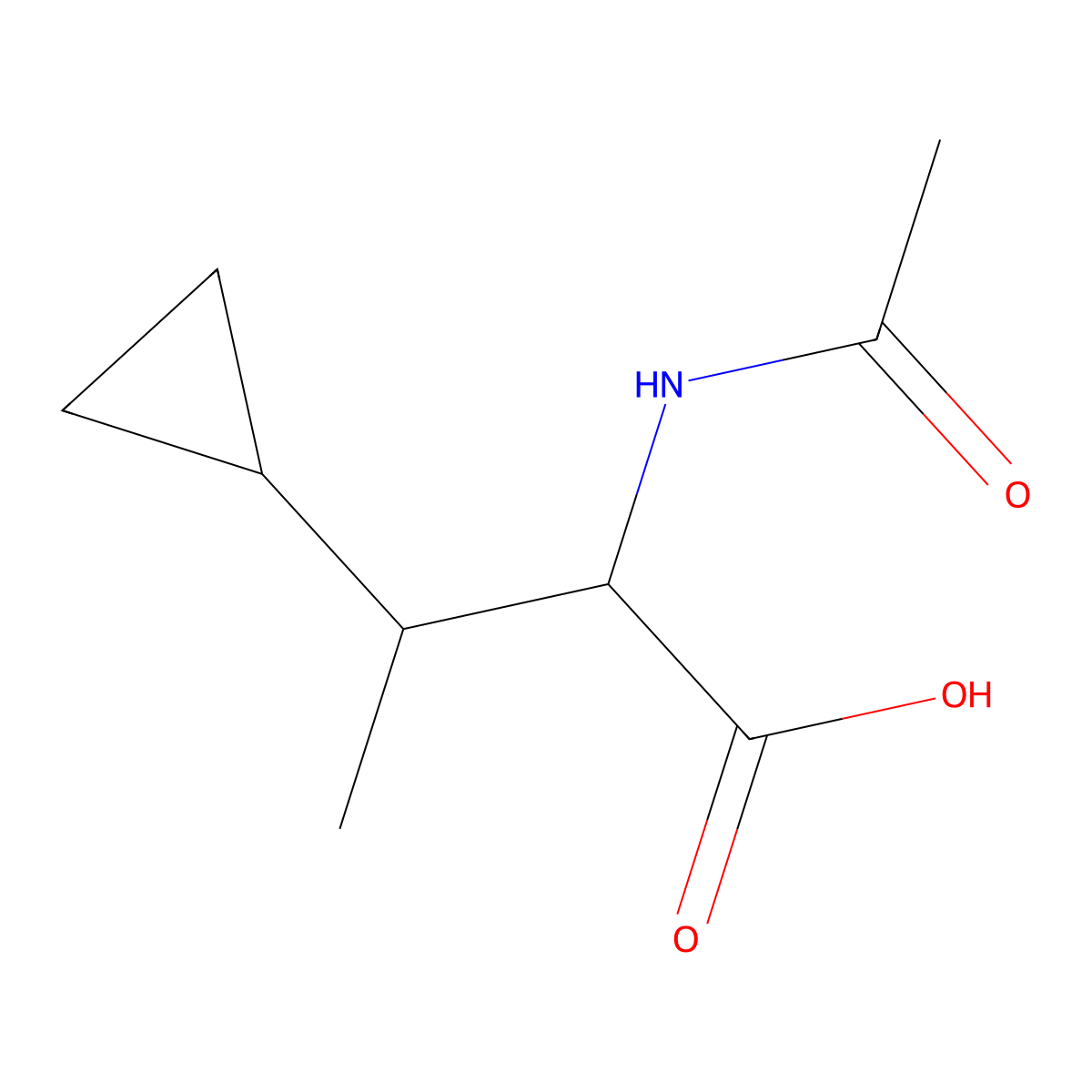 3-Cyclopropyl-2-acetamidobutanoic acid molecular structure, CAS 1378268-05-3