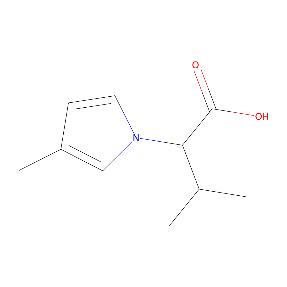 3-methyl-2-(3-methyl-1H-pyrrol-1-yl)butanoic acid molecular structure, CAS 1378268-98-4