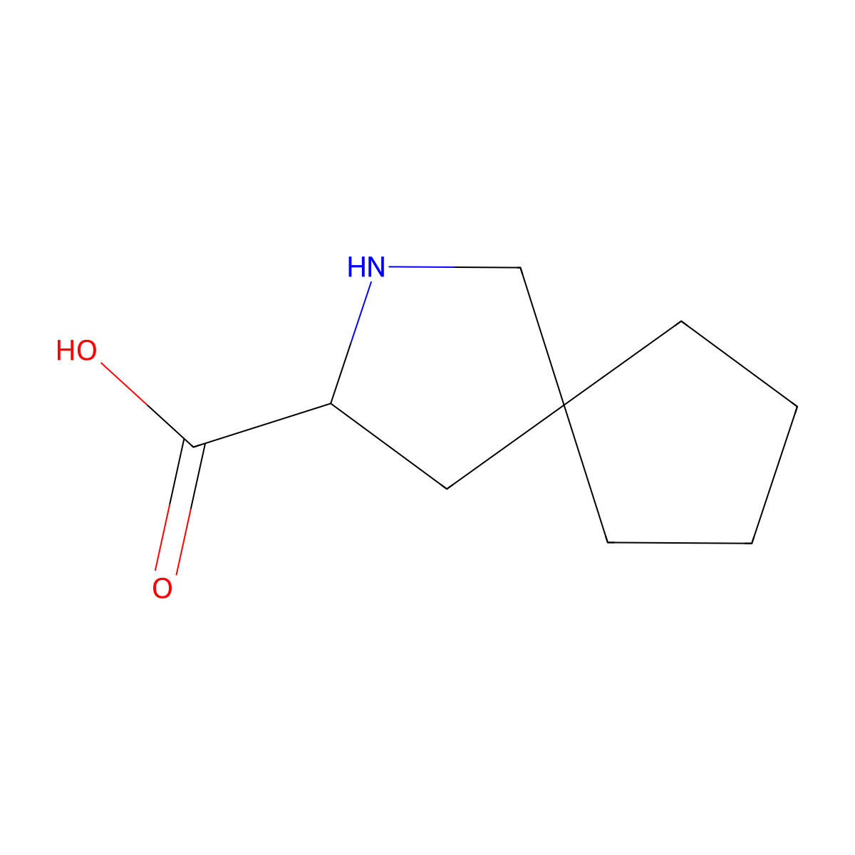 2-Azaspiro[4.4]nonane-3-carboxylic acid molecular structure, CAS 1378269-76-1