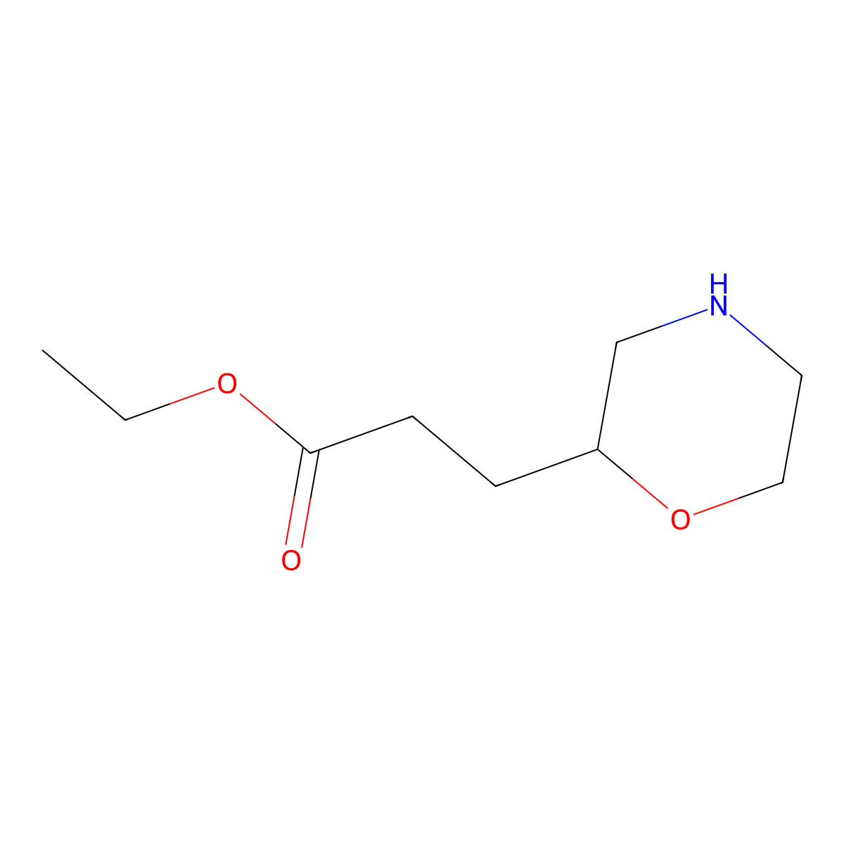 Ethyl 3-(morpholin-2-yl)propanoate molecular structure, CAS 1378270-00-8