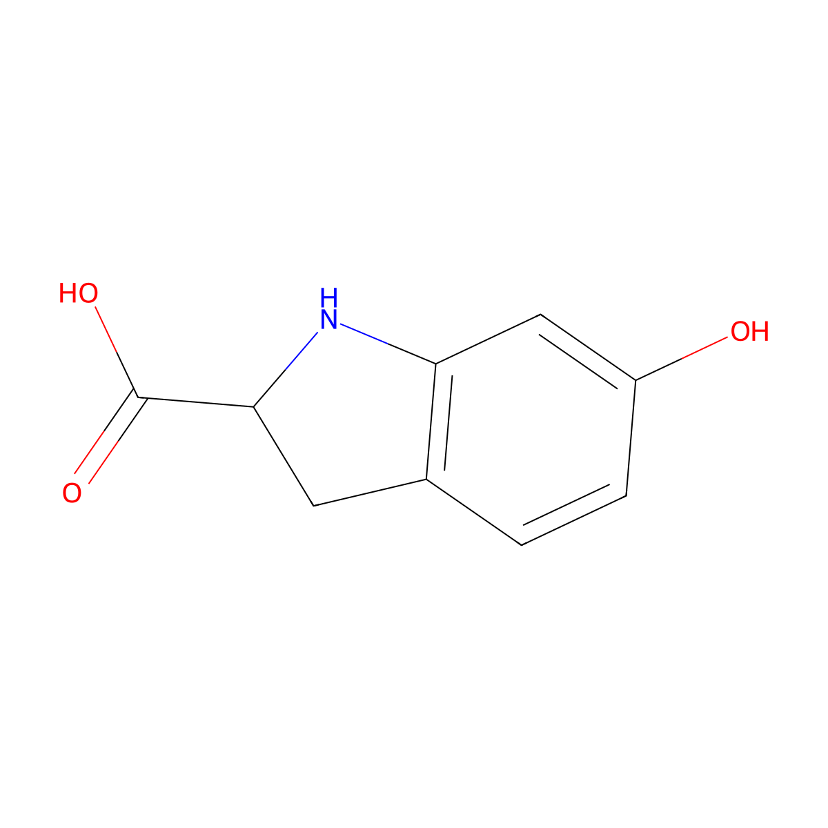 6-hydroxy-2,3-dihydro-1H-indole-2-carboxylic acid molecular structure, CAS 1378275-40-1