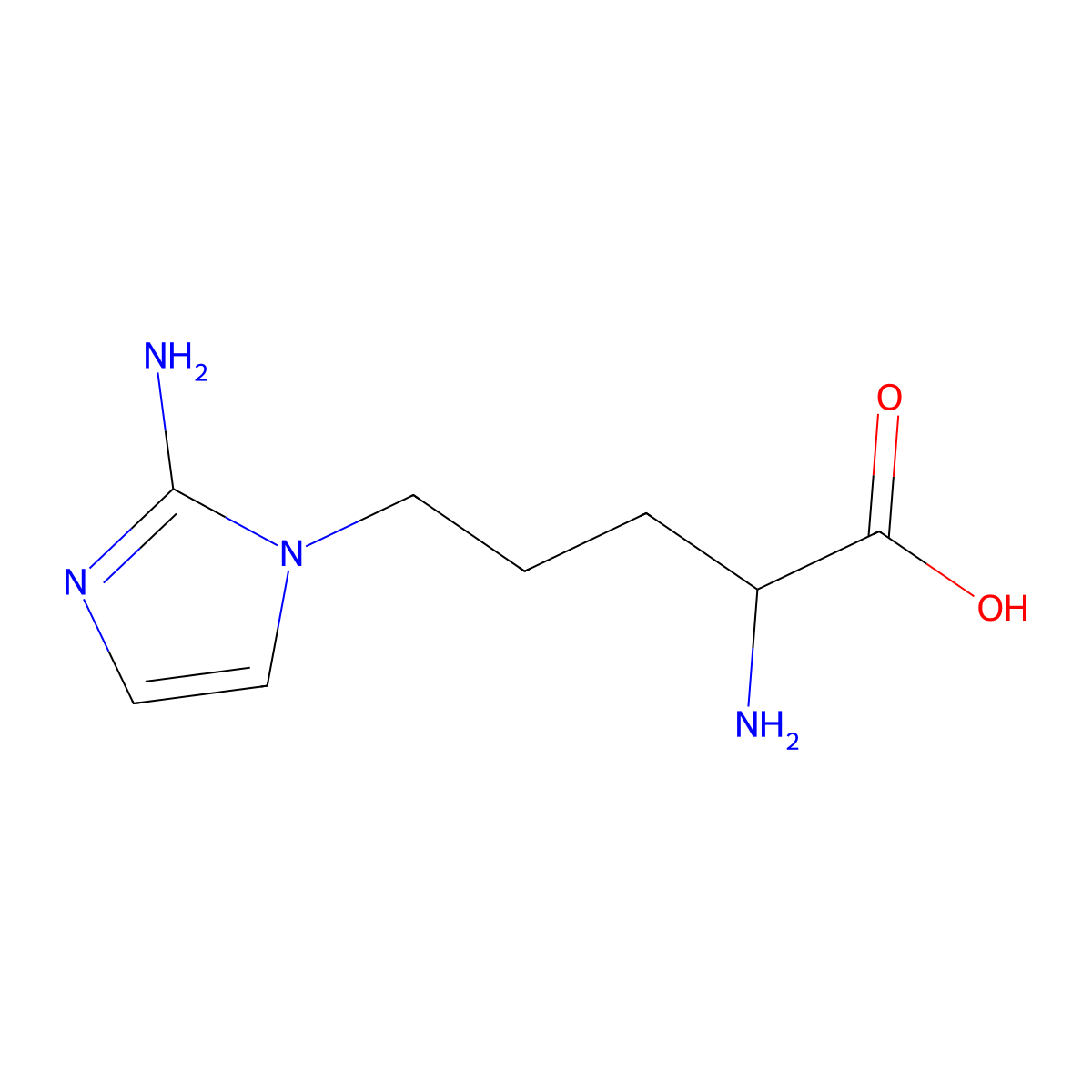2-Amino-5-(2-amino-1H-imidazol-1-yl)pentanoic acid molecular structure, CAS 1378291-02-1