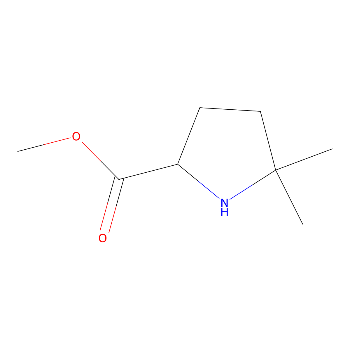 Methyl 5,5-dimethylpyrrolidine-2-carboxylate molecular structure, CAS 1378296-50-4