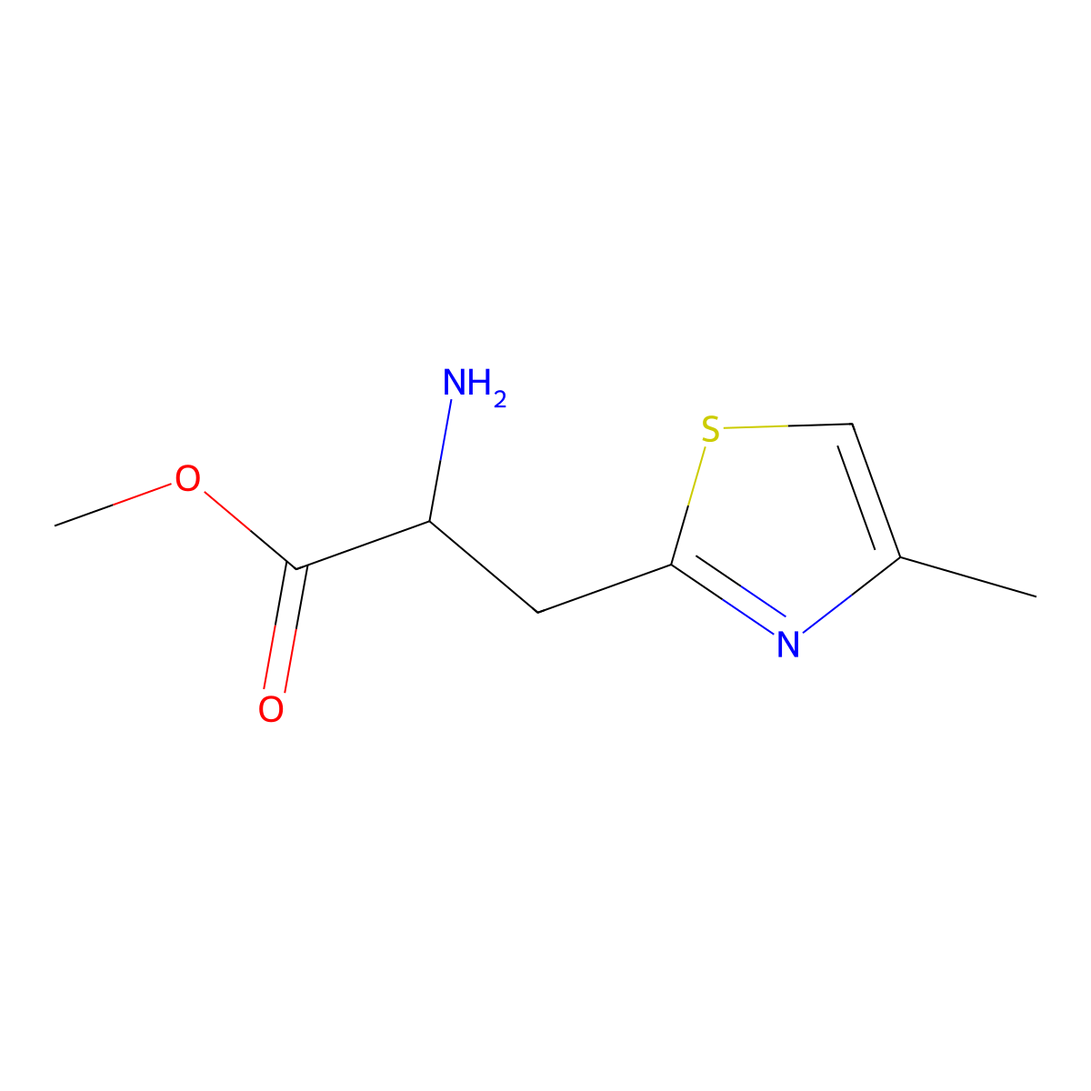 Methyl 2-amino-3-(4-methyl-1,3-thiazol-2-yl)propanoate molecular structure, CAS 1378297-03-0
