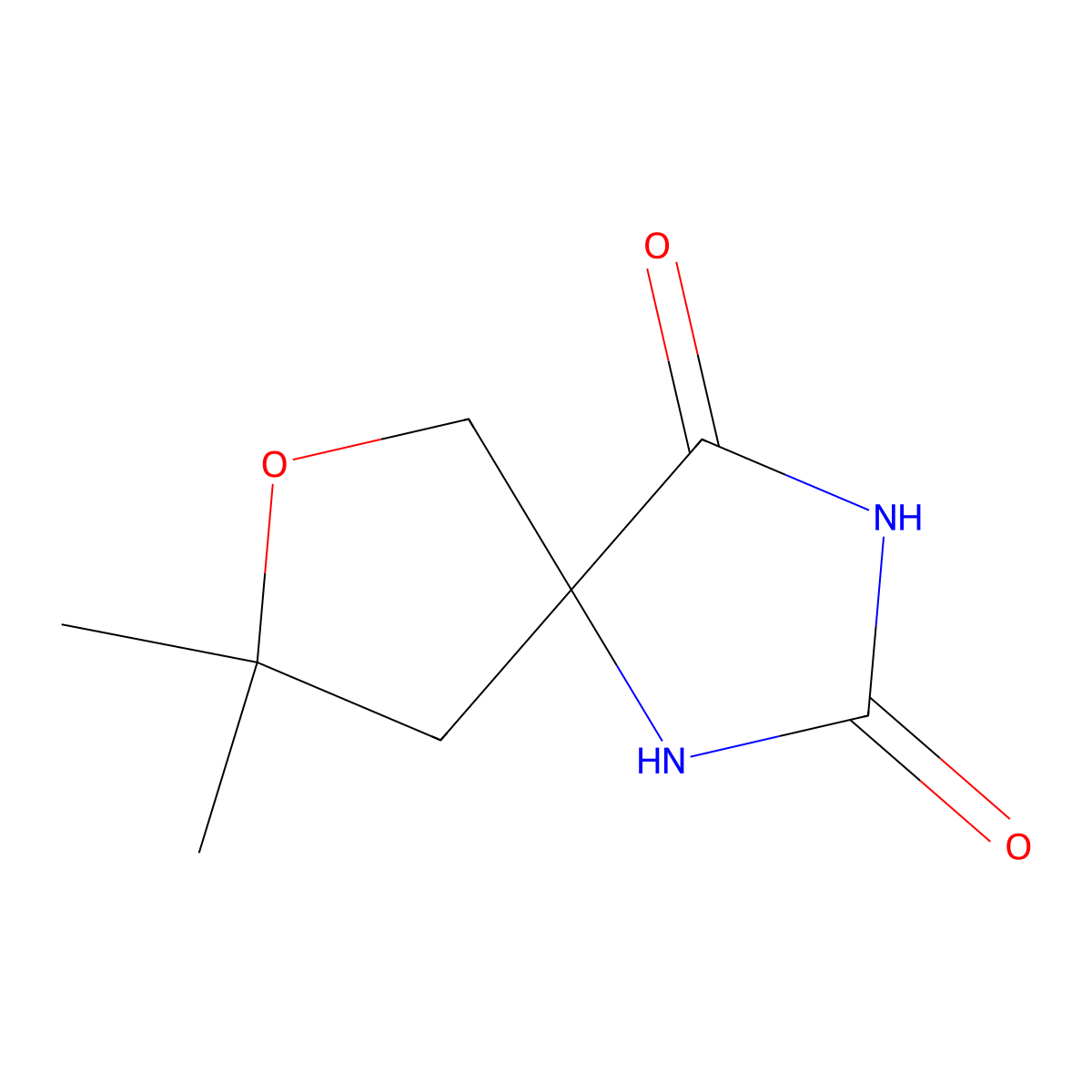 8,8-Dimethyl-7-oxa-1,3-diazaspiro[4.4]nonane-2,4-dione molecular structure, CAS 1378297-75-6