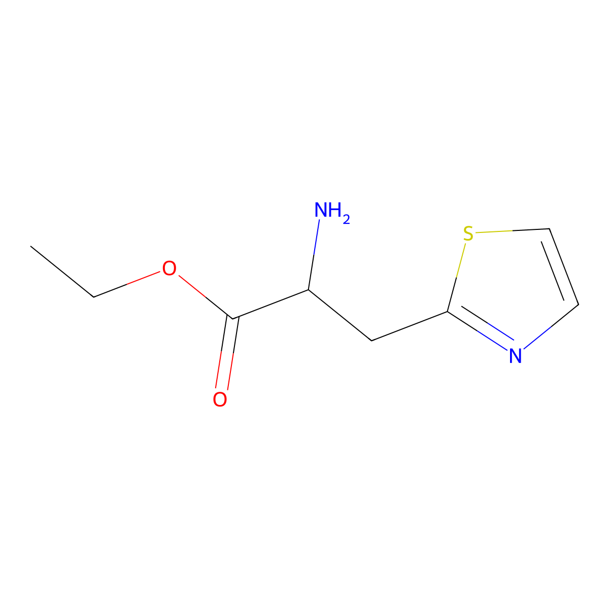 Ethyl 2-amino-3-(1,3-thiazol-2-yl)propanoate molecular structure, CAS 1378298-27-1