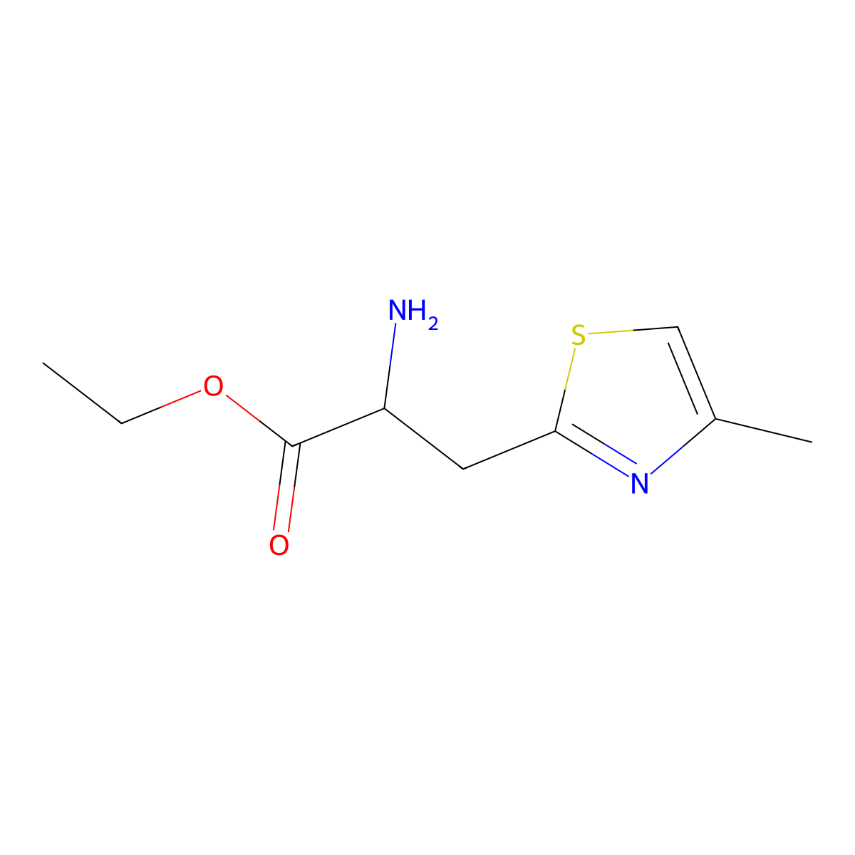 Ethyl 2-amino-3-(4-methyl-1,3-thiazol-2-yl)propanoate molecular structure, CAS 1378298-66-8