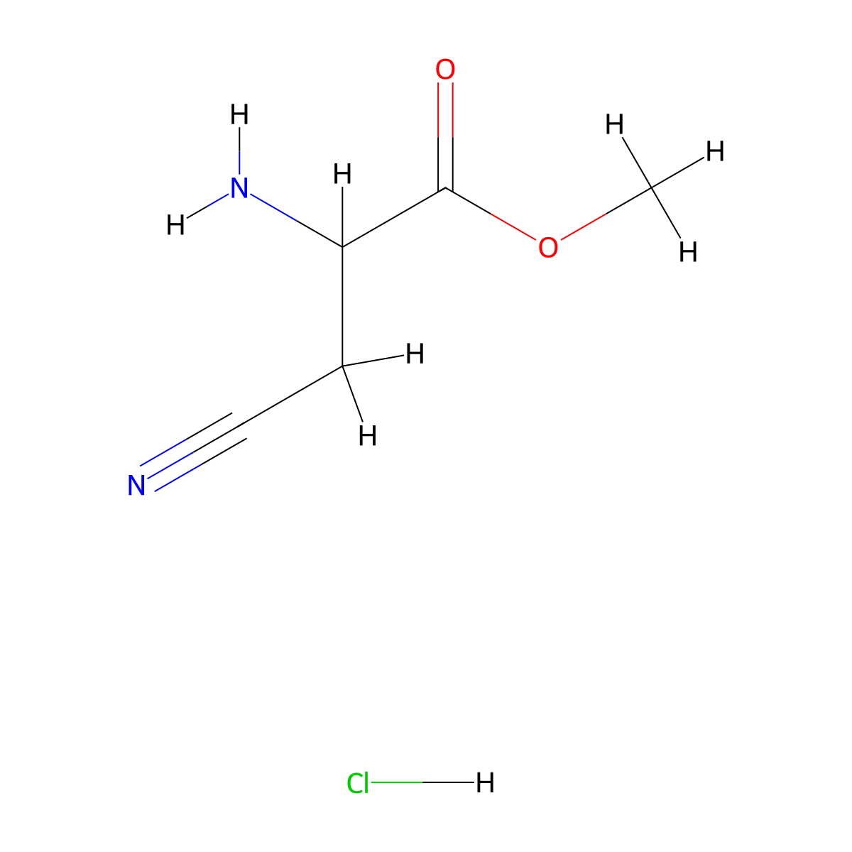 Methyl 2-amino-3-cyanopropanoate hydrochloride molecular structure, CAS 1378300-29-8