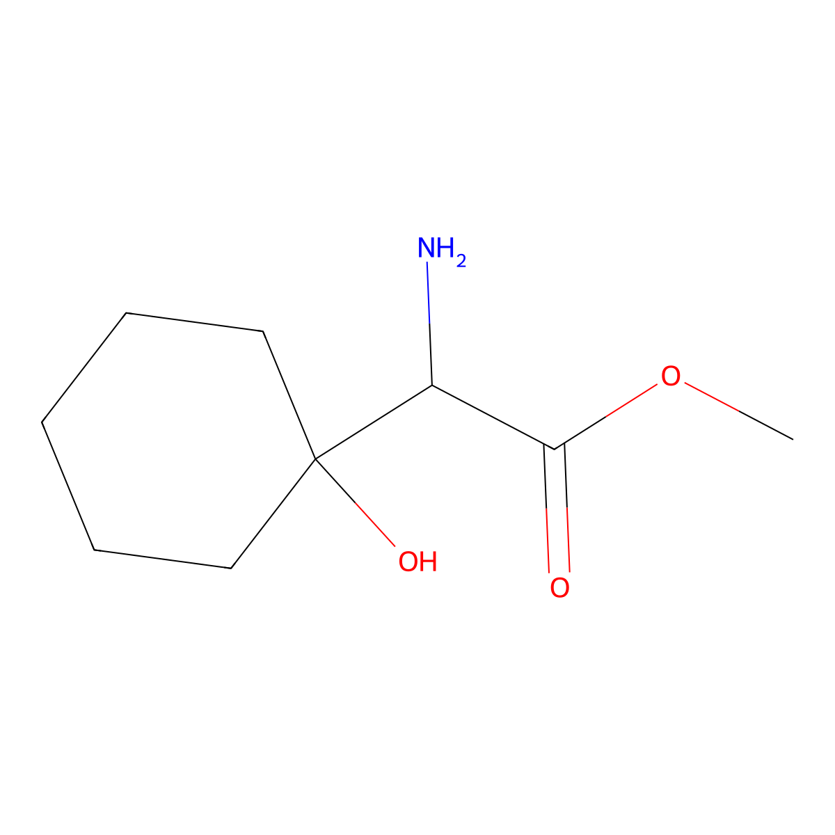 Methyl 2-amino-2-(1-hydroxycyclohexyl)acetate molecular structure, CAS 1378301-31-5