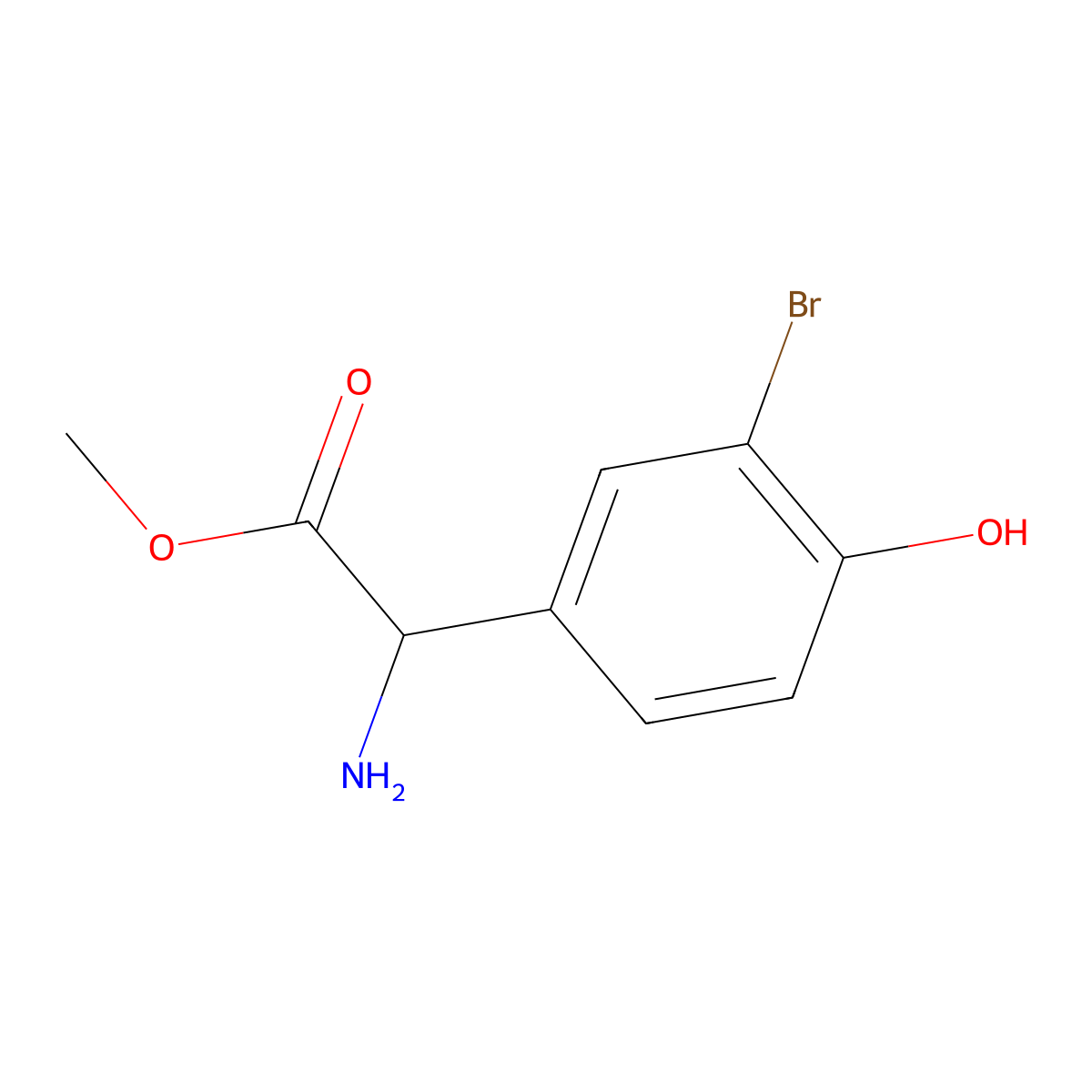 Methyl 2-amino-2-(3-bromo-4-hydroxyphenyl)acetate molecular structure, CAS 1378302-27-2