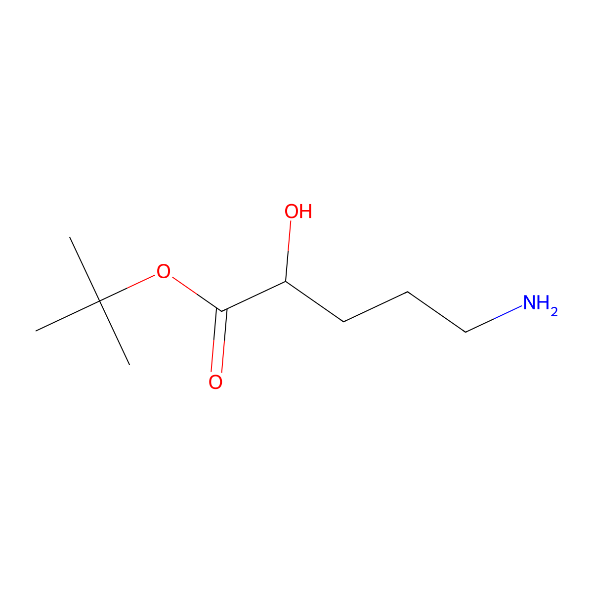 Tert-butyl 5-amino-2-hydroxypentanoate molecular structure, CAS 1378302-59-0
