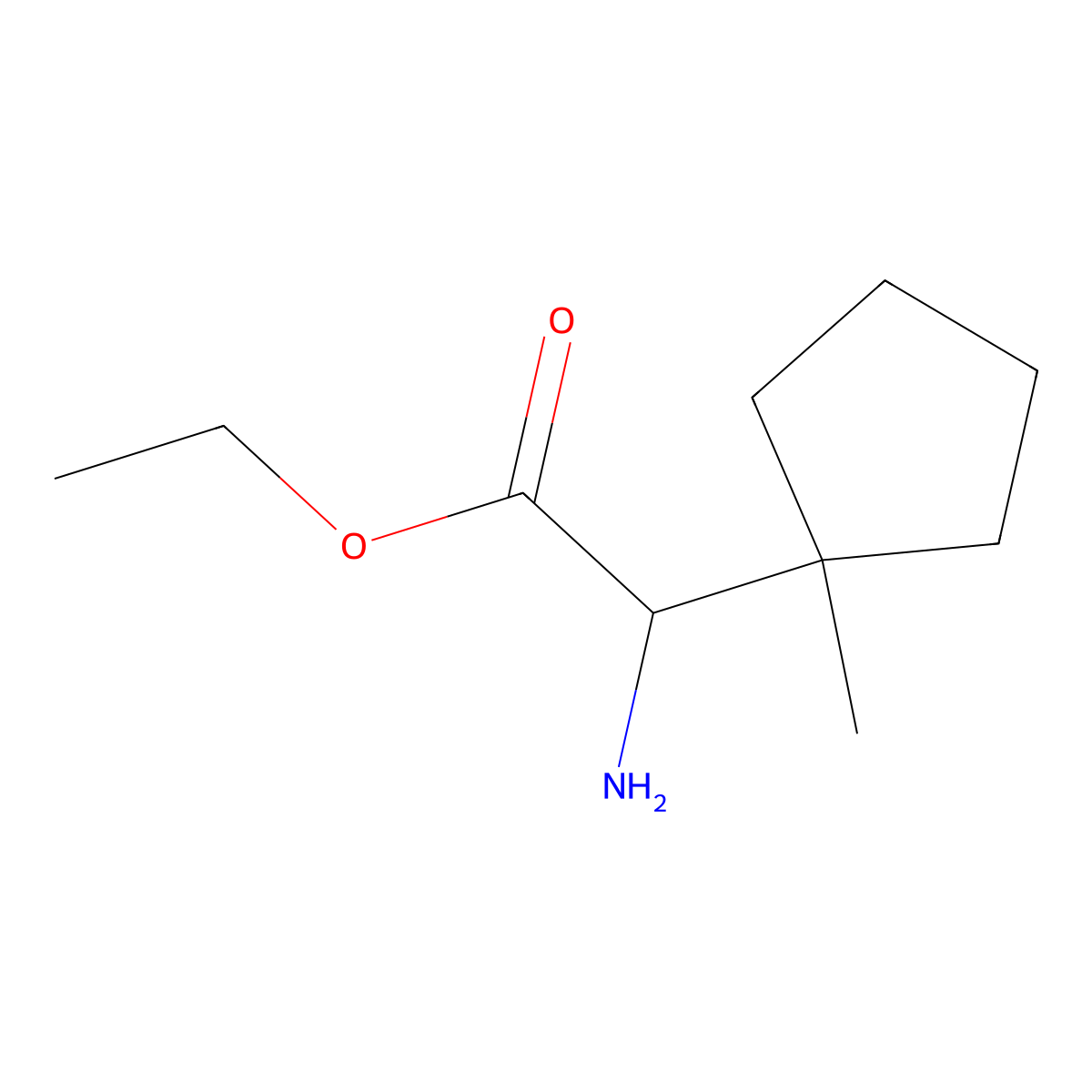 Ethyl 2-amino-2-(1-methylcyclopentyl)acetate molecular structure, CAS 1378302-63-6