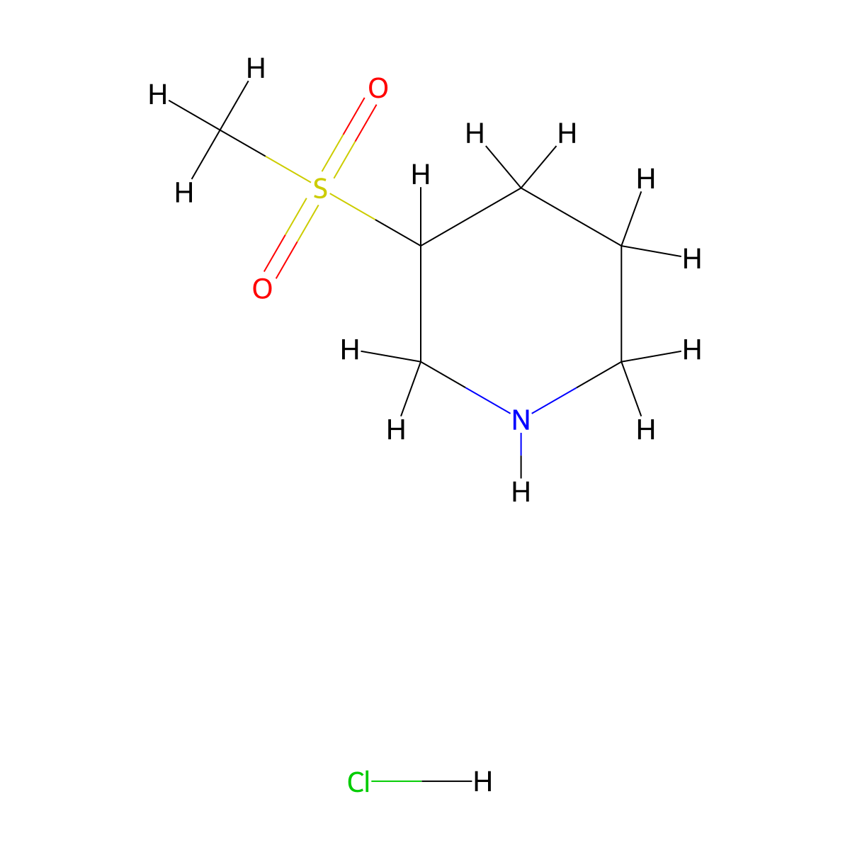 3-(Methylsulfonyl)piperidine hydrochloride molecular structure, CAS 1378304-65-4