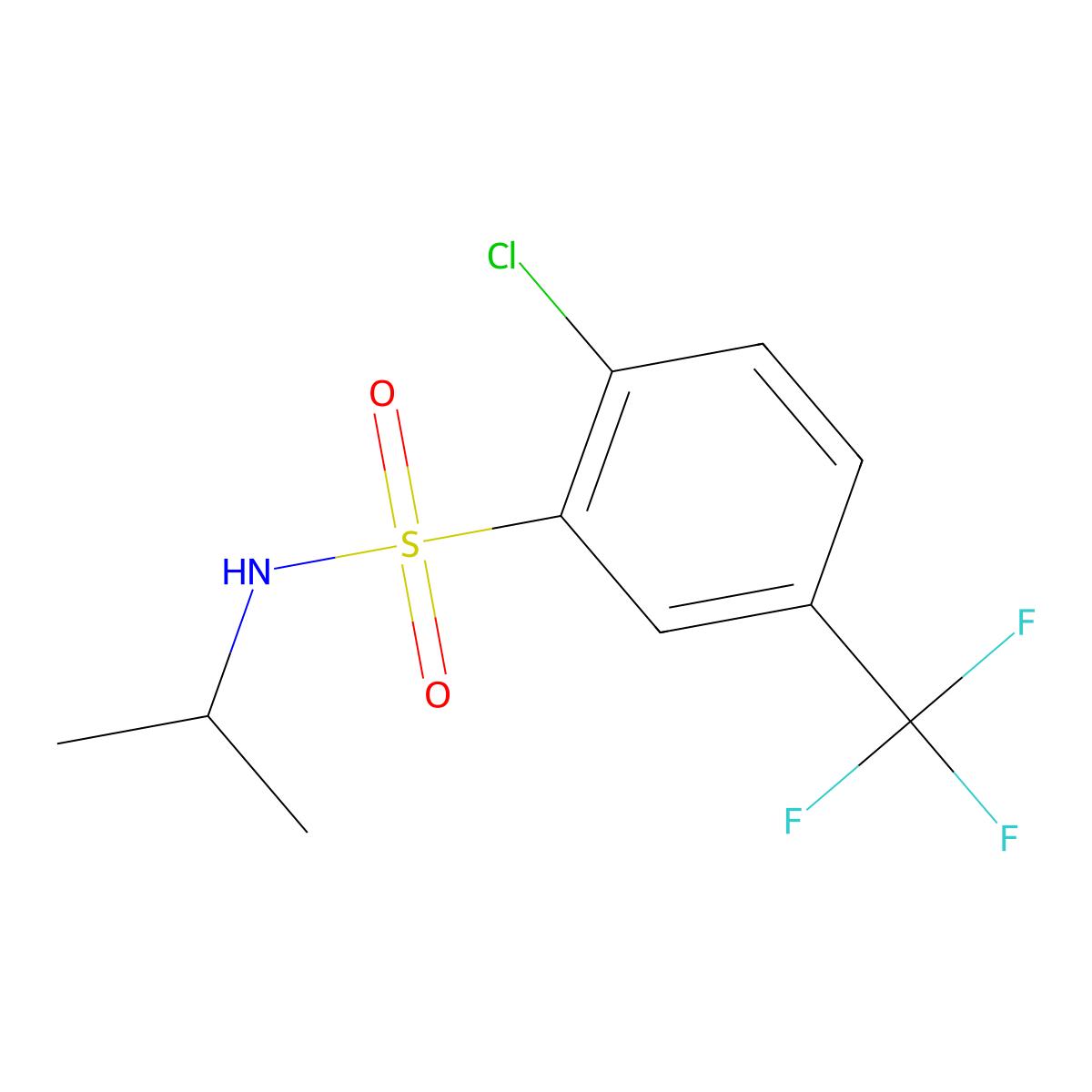 2-chloro-N-(propan-2-yl)-5-(trifluoromethyl)benzene-1-sulfonamide molecular structure, CAS 1378306-70-7