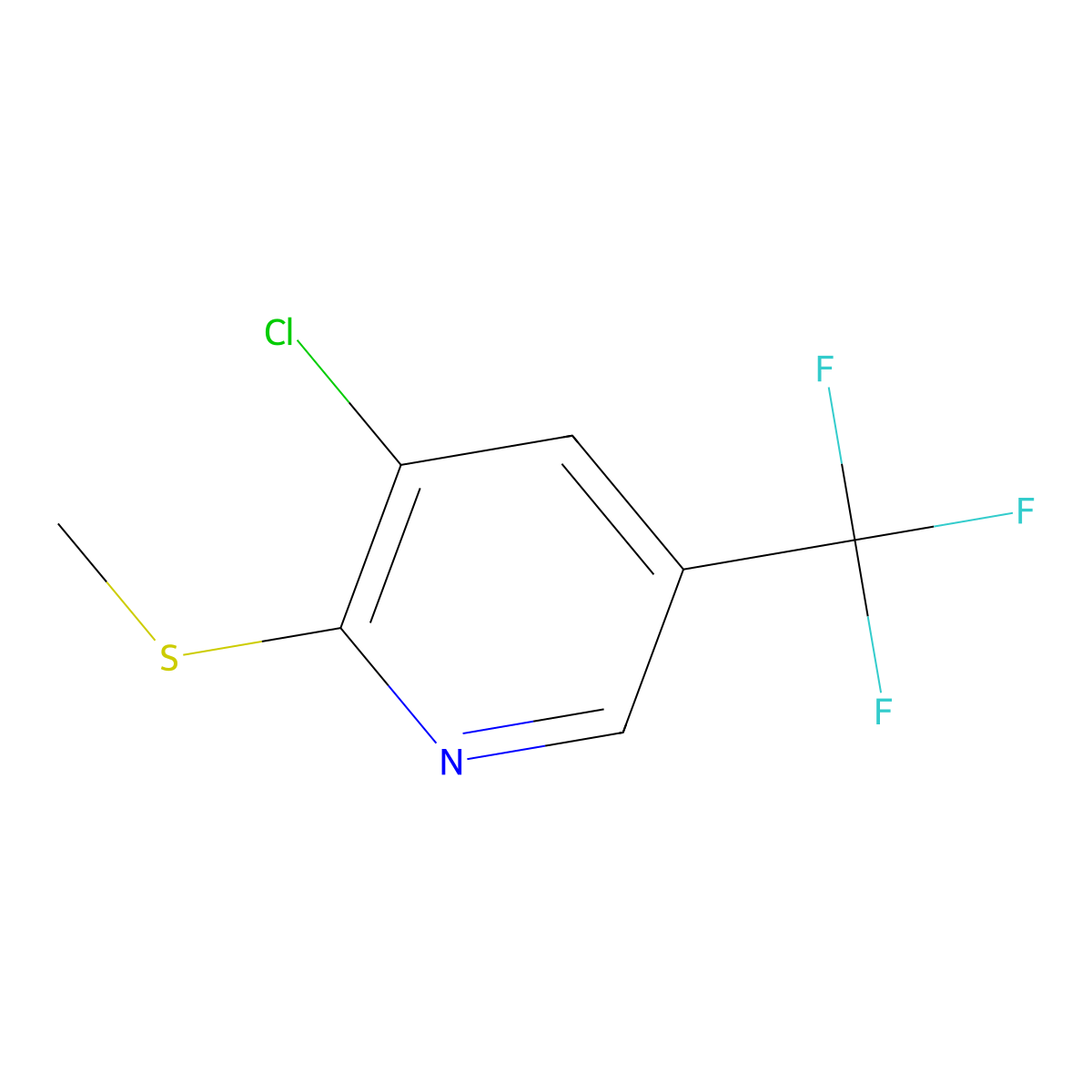 3-Chloro-2-(methylthio)-5-(trifluoromethyl)pyridine molecular structure, CAS 1378308-91-8