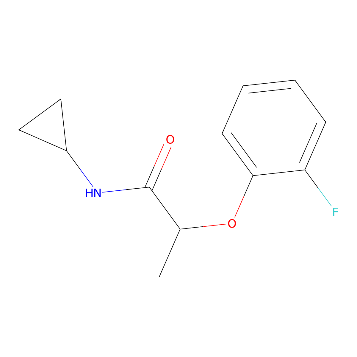 N-cyclopropyl-2-(2-fluorophenoxy)propanamide molecular structure, CAS 1378311-31-9