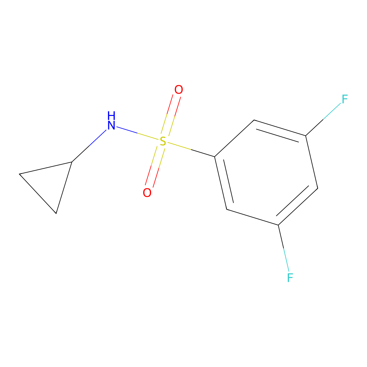 N-cyclopropyl-3,5-difluorobenzene-1-sulfonamide molecular structure, CAS 1378316-99-4